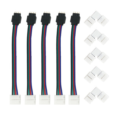 

ZDM 5 PCS 4 Pin 10MM Connector Wire Male Cable For SMD 5050 Non-Waterproof RGB with 5PCS L Type connector