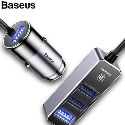 

Baseus 55A 4 Ports USB Car Charger Multiple Expander Car-Charger Adapter Fast Charge Mobile Phone Charge