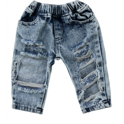 

Kids Girls Patch Denim Pants Stretch Elastic Trousers Jeans Ripped Clothes Patch