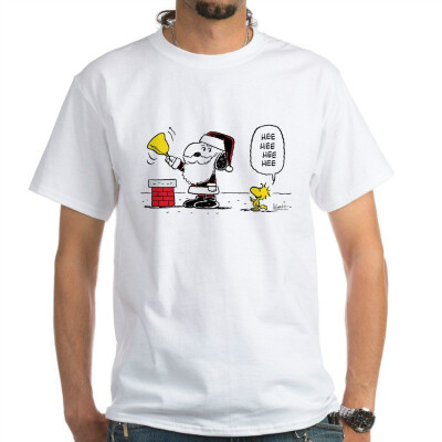 

CafePress - Santa Snoopy&Woodstock White T-Shirt - 100 Cotton T-Shirt White