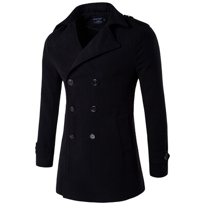 

AOWOFS new high quality mens coat double-breasted epaulettes coat windbreaker D111
