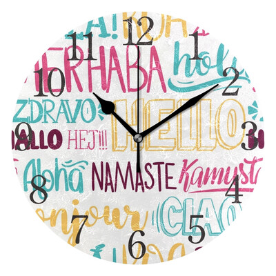 

Wall Clock Arabic Numerals Design Different Language Round