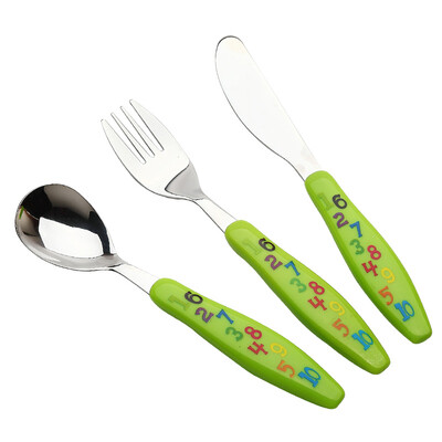

US kitchen maxcook stainless steel spoon fruit fork stainless steel knife children&39s utensils three-piece MCGC104 thick anti-hot&drop