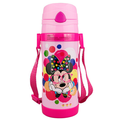 

Disney DISNEY children's insulation cup baby cartoon strap with straw insulation pot 350ML Minnie powder