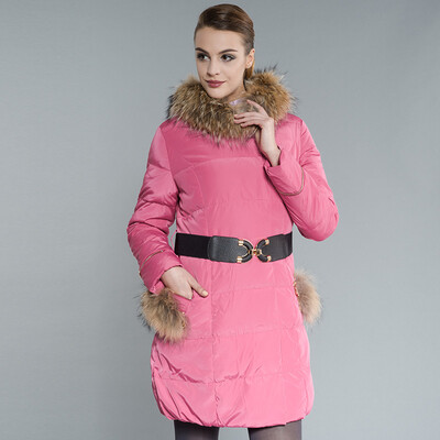 

Snow flying SNOW FIYING ladies down jacket in the long section Slim thin coat collar X1301152 121153 pink rose 155