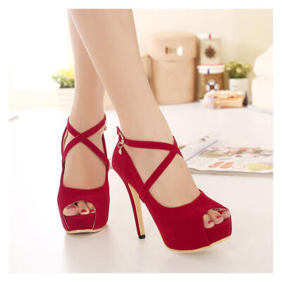 

Eichy aiqiyi 2016 stylish and comfortable shoes suede super high-heeled fish mouth waterproof sets foot fine with shallow mouth ni