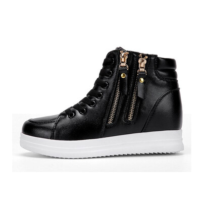 

2018 new autumn new high female boots Korean version of the wild high-top shoes zipper Martin boots leather waterproof boots
