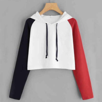 

Women Girls Hoodie Sweatshirts Long Sleeve Jumper Sweater Pullover Cool Crop Top