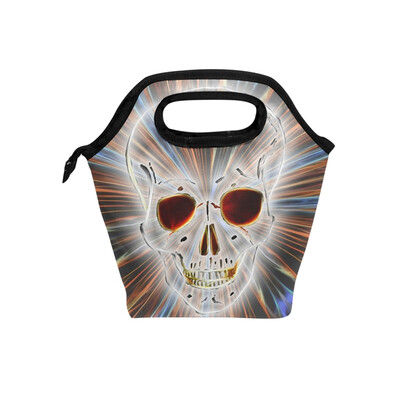 

Lunch Bag Glowing Skull Tote Travel Picnic Insulated Handbags Portable Zipper Lunch Bag Box