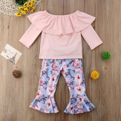 

Toddler Baby Girls Outfits Clothes Casual T-shirt TopsFlared Legging Pants Set