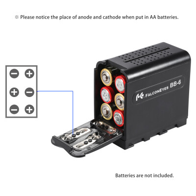 

BB-6 6pcs AA Battery Pack Case Battery Holder Power as NP-F Series Battery for LED Video Light Panel Monitor