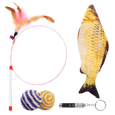 

British impression pet cat toy funny cat stick catnip toy fish sword ball funny cat laser pen fish pillow cat toy five-piece