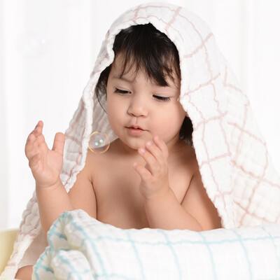 

Weier Beiru (WELLBER) baby elegant ya color 6 layer washed gauze bath towel light blue grid 115 * 115cm