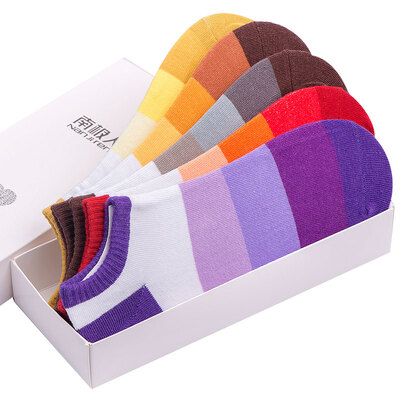 

Supermarket Jingdong Antarctic socks male sports socks off anti-ship socks male socks men&39s cotton socks 5 pairs blending Gift Box stealth boat socks male socks NJRCW gradient stripes - Size