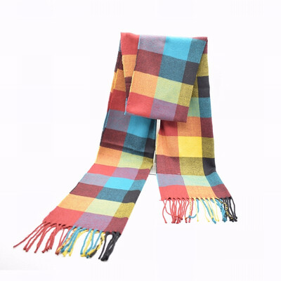 

Winter Fashion Soft Cashmere Plaid Print Scarf for Men Women