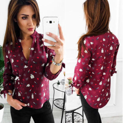 

Fashion Womens Long Sleeve Loose Blouse Casual Shirt Summer Chiffon Tops T-Shirt