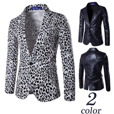 

AOWOFS Mens Suit Fashion Leopard Print Blazer Groomsmen Dress Costume X963