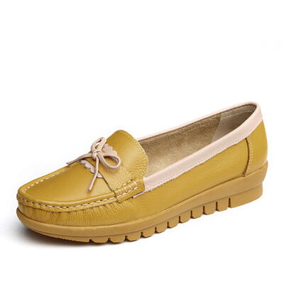 

Yi Er Kang comfortable Peas shoes flat bottom shallow nurses shoes bow shoes S672ZE29544W yellow 35