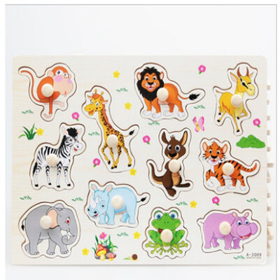 

Zoo Animals Wooden Jigsaw Children Kid Baby Learning Educational Puzzle Toy US