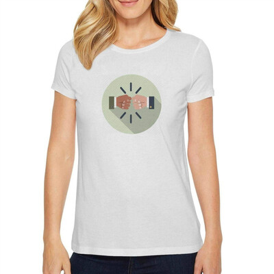 

XMXMMMY Fist Bump Color Printing Short Sleeve O-Neck tee Shirts Womens University Sports