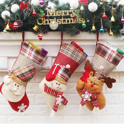 

3pcsset Christmas Hanging Stockings Santa Snowman Reindeer Gift Candy Bags Christmas Decoartions Ornaments