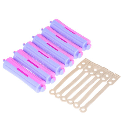 

6 Pieces Salon Cold Wave Rods Hair Roller With Rubber Band Curling Curler Perms Hairdressing Styling Tool for Girls Women Hair DIY