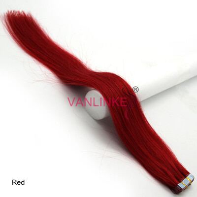 

PU Seamless Adhesive Skin Tape In Weft Womens Real Human Hair Extensions Straight 20pcsset
