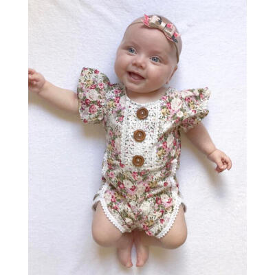 

Cute Newborn Baby Kids Girls Lace Floral Jumpsuit Romper Bodysuit Outfit Clothes