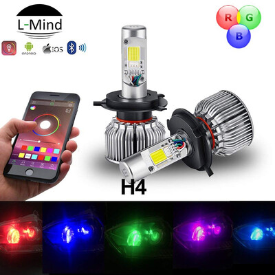 

H4 Headlight RGB Color Changeable LED Car Headlight with Bluetooth Control