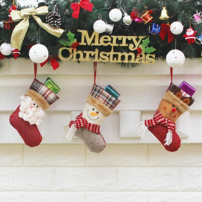 

3pcsset Christmas Hanging Stockings Santa Snowman Reindeer Gift Candy Bags Christmas Decoartions Ornaments
