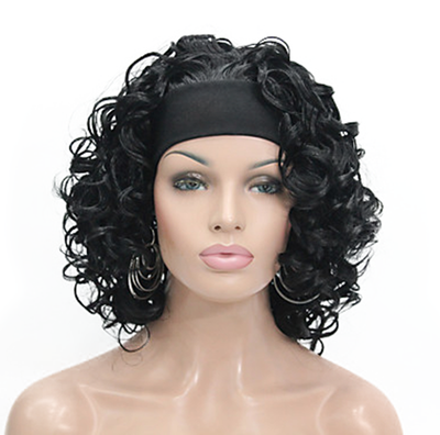 

StrongBeauty Blonde Highlights Short 34 Womens Wigs Hairpiece Curly Hair Piece with Headband COLOUR CHOICES