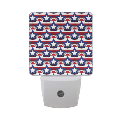 

ALAZA LED Night Light With Smart Dusk To Dawn SensorIndependence Day July 4Th American Flag Plug In Night Light