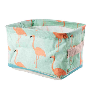 

Desktop Storage Basket Cute Printing Waterproof Organizer Cotton Linen Sundries Storage Box Cabinet Underwear Storage Bag