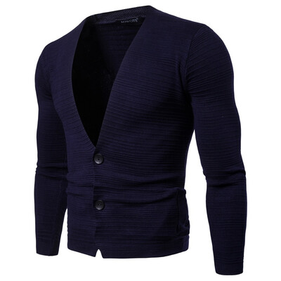 

AOWOFS Europe code AliExpress best selling explosions pure knit shirt Slim long-sleeved V-neck knit cardigan mens tide YM011