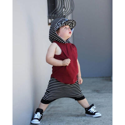 

UK Summer Toddler Baby Boy Kids Hooded Vest TopsShorts 2pcs Outfits Clothes Set