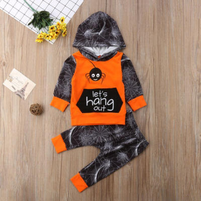 

2pcs Baby toddler clothes boys Spider T-shirt Hooded Tops pants outfits set