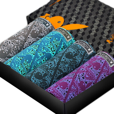 

Playboy PLAYBOY 5232 Men&39s underwear flat pants men&39s underwear increase the size of youth breathable underwear 4 gift box mixed color XXXL