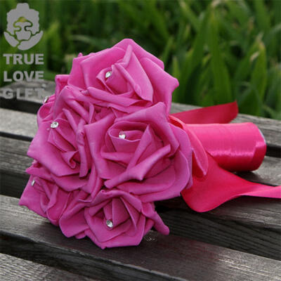 

Wedding Bouquet Bridal Bridesmaid Aartificial Rose Flower Ribbon Pearl Hand Made