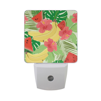 

ALAZA LED Night Light With Smart Dusk To Dawn SensorTropical Green Leaves Plug In Night Light