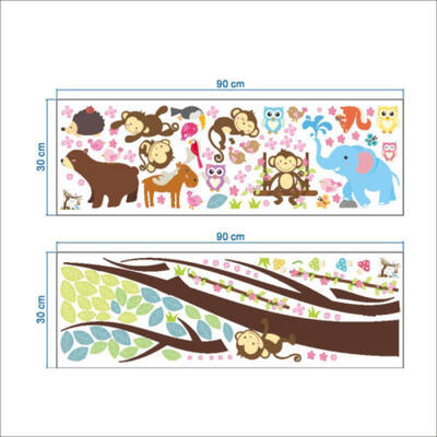 

Monkey Animal Wall Stickers Jungle Zoo Tree Nursery Kids Room Decals AU Seller