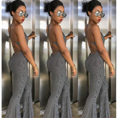 

Ladies Women Summer Jumpsuit Sleeveless Clubwear Wide Leg Pant Summer Outfits L