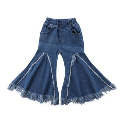 

AU Baby Girls Jeans Trousers Kids Toddler Casual Wide Leg Denim Pants Bottoms