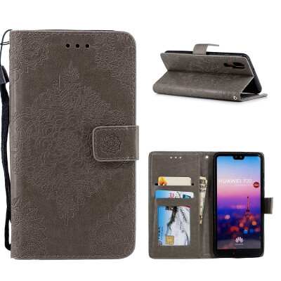 

MOONCASE Huawei P20 blue&white porcelain embossed leather case - gray