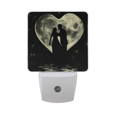 

ALAZA Valentines Day LED Night Light With Smart Dusk To Dawn SensorRetro Typograpnic Design Plug In Night Light