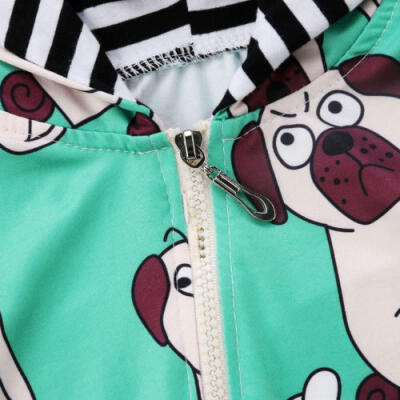 

Little Puppy Print Long Sleeve Hooded Zipper One Piece Jumpsuit Baby Boys Girls