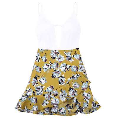 

Floral Panel Plunging Neck Slip Dress
