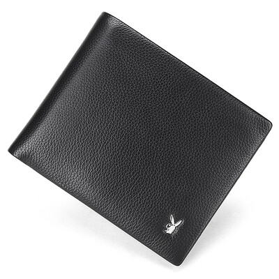 

Playboy Playboy Men's Многофункциональный короткий кошелек Wallet Wallet Cross Multi-Card Leather Leather Handle PAA2303-6B Черный