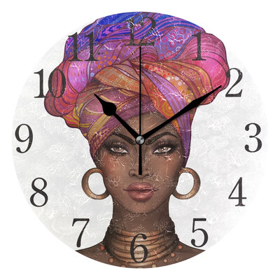 

Wall Clock Vintage Style Woman Round Wall Clock Arabic Numerals Design