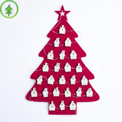 

Christmas Advent Calendar Countdown Santa Xmas Gift Fabric Pockets Handing Wall