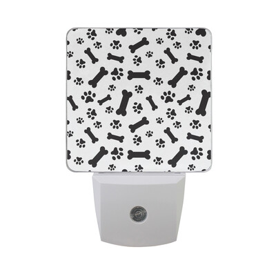 

ALAZA LED Night Light With Smart Dusk To Dawn SensorDog Snowflakes American Bulldog Plug In Night Light